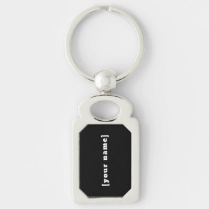Schlüsselanhänger schwarz weiss mit Deinem Namen Keychain