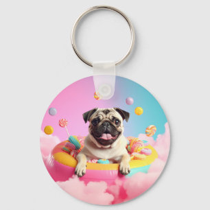 Schlüsselanhänger – Süßer glücklicher Mops  Keychain
