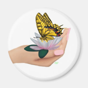 Schmetterling in Hand Magnet