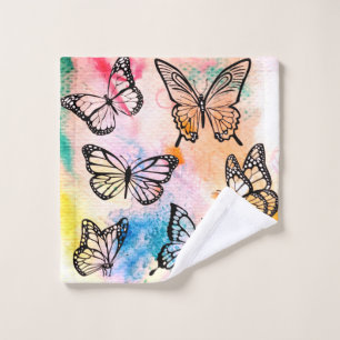 Schmetterlinge auf mehrfarbigem Hintergrund Wash Cloth