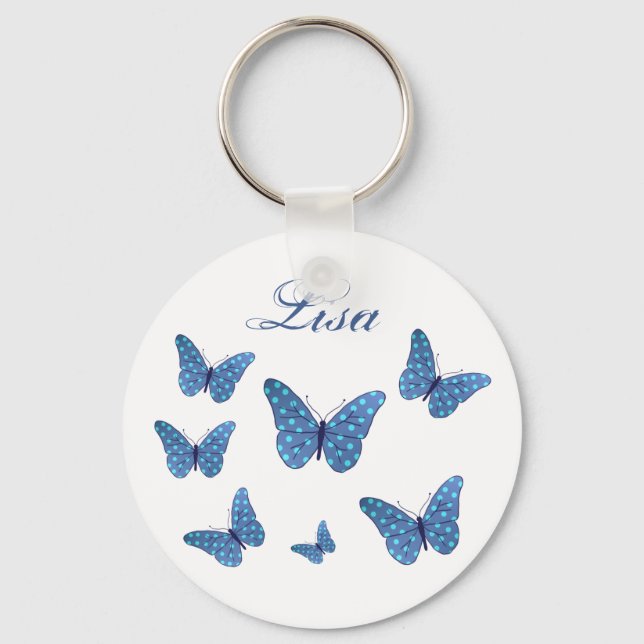 Schmetterlinge Punkte personalisiert Keychain (Front)