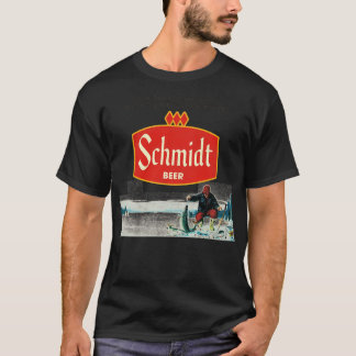 Schmidt Beer Retro Defunct Ice Fishing Nature Scen T-Shirt