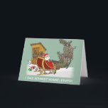 Schmidt House Cartoon Christmas Card<br><div class="desc">Hey! What happened here? Does somebody need their antlers checked-out? This whimsical Christmas card has an image of Santa and his reindeer landing near the outhouse. Let's add a little humour to the holiday!  The inside verse may be changed or taken out entirely.</div>