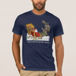 Schmidt House Funny Christmas T-Shirt<br><div class="desc">Does somebody need their antlers checked-out? This whimsical Christmas design has an image of Santa and his reindeer landing near the outhouse. Let's add a little humour to the holiday!</div>