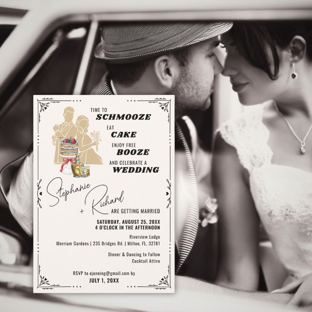 Schmooze and Booze Fun Wedding Invitation (Creator Uploaded)