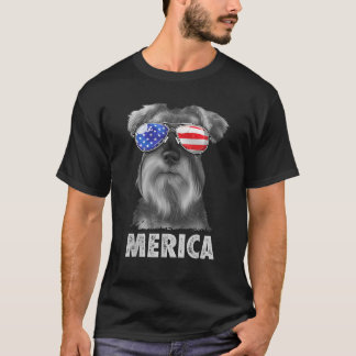 Schnauzer 4th of July Merica Men American Flag Sun T-Shirt