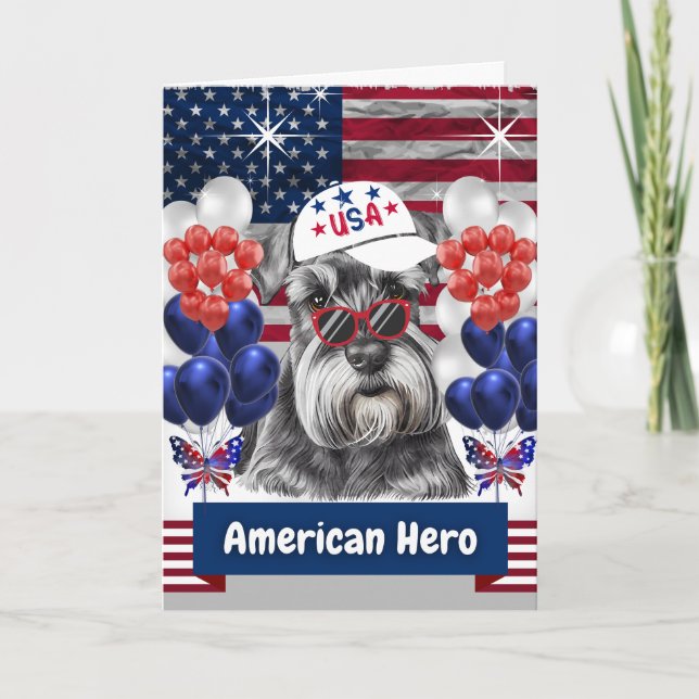 Schnauzer American Hero Greeting Card (Front)