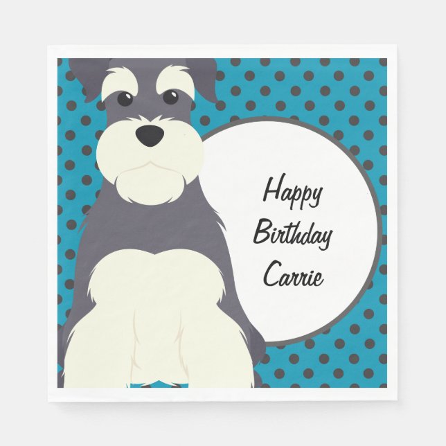 Schnauzer and Polka Dots Personalized Napkin (Front)