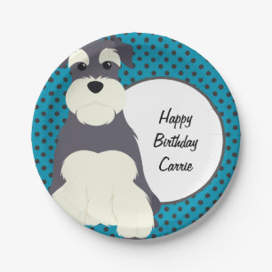 Schnauzer and Polka Dots Personalized Paper Plate