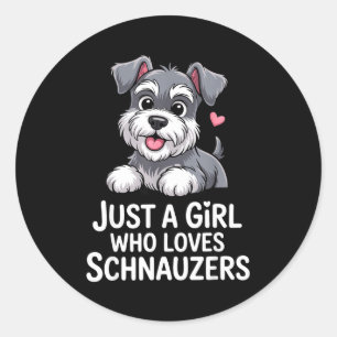 Schnauzer Art For Women Girls Kids Mini Schnauzer  Classic Round Sticker