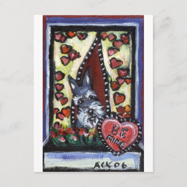 Schnauzer be mine Valentine heart Holiday Postcard (Front)
