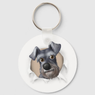 Schnauzer Busting Out Keychain