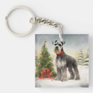 Schnauzer Chien à Noël de neige