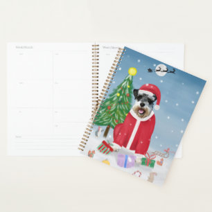 Schnauzer Chien à Noël de neige