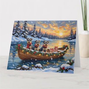 Schnauzer Christmas Boat Holiday Card
