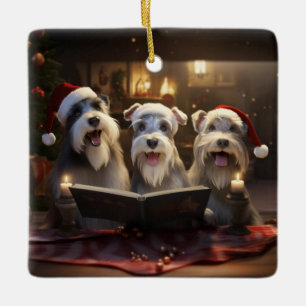 Schnauzer Christmas Carol Festive Holiday Ceramic Ornament