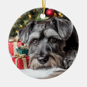 Schnauzer Christmas Ceramic Ornament
