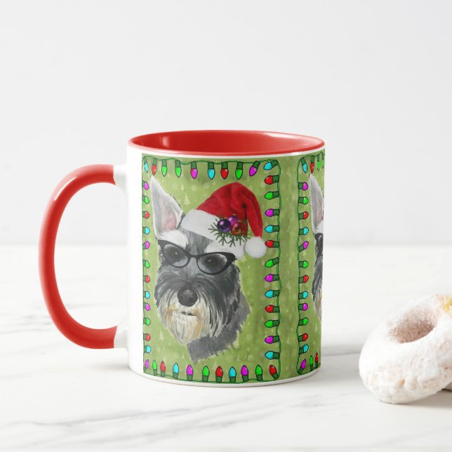 Schnauzer Christmas Coffee Mug (With Donut)