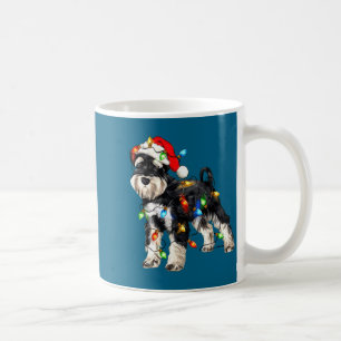 Schnauzer Christmas Dog Christmas Lights Santa Hat Coffee Mug