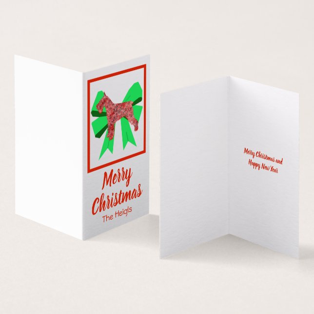 Schnauzer Christmas Dog & Green Bow Gift Tag (Inside and Outside)