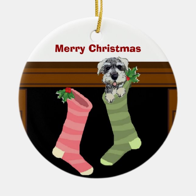 Schnauzer Christmas Ornament (Front)