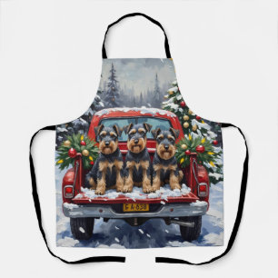 Schnauzer Christmas Red Truck Holiday Apron