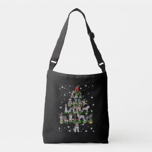 Schnauzer Christmas Tree Covered By Flashlight Crossbody Bag