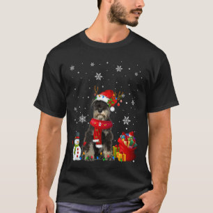 Schnauzer Christmas Tree Lights Dog Puppy T-Shirt