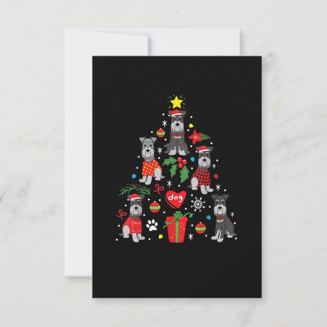 Schnauzer Christmas Tree Ornament Funny Pet Dog RSVP Card (Front)