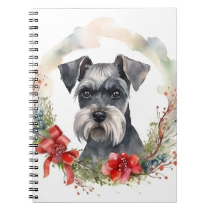 Schnauzer Christmas Wreath Festive Pup Notebook