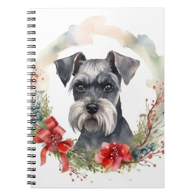 Schnauzer Christmas Wreath Festive Pup Notebook (Front)