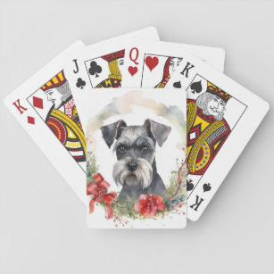 Schnauzer Christmas Wreath Festive Pup Playing Cards