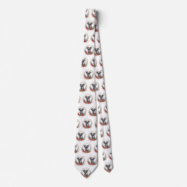 Schnauzer Christmas Wreath Festive Pup Tie (Front)