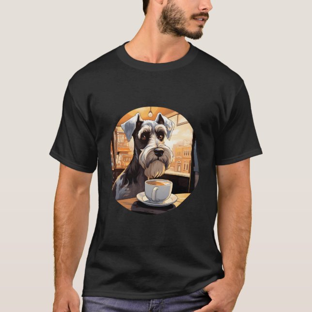 Schnauzer Coffee Funny Dog Beverage T-Shirt (Front)