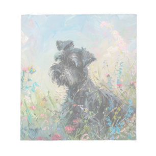 Schnauzer Colourful Wildflowers Notepad