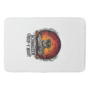Schnauzer Creep Night Halloween Pumpkins Bats_1 Bath Mat