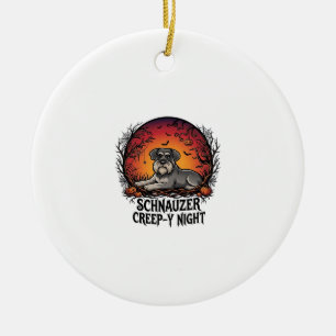 Schnauzer Creep Night Halloween Pumpkins Bats_1 Ceramic Ornament
