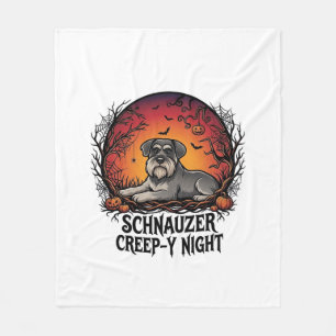 Schnauzer Creep Night Halloween Pumpkins Bats_1 Fleece Blanket
