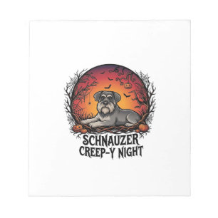 Schnauzer Creep Night Halloween Pumpkins Bats_1 Notepad