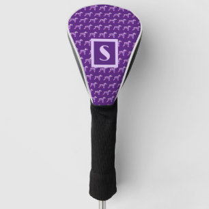 Schnauzer Cute Dog Purple Silhouette Monogram Golf Head Cover