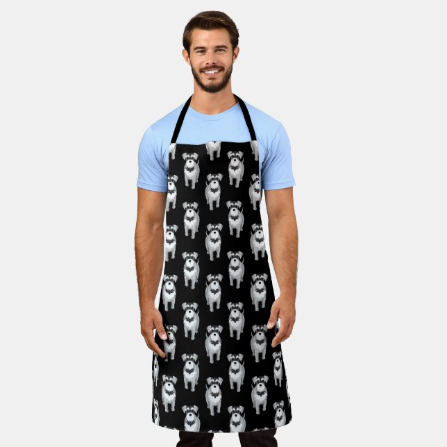 Schnauzer Dad Funny Miniature Schnauzer Pattern Apron (Worn)