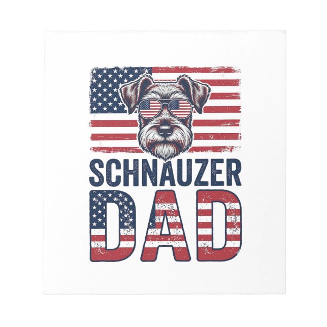 Schnauzer Dad Patriotic Vintage Dog Notepad (Front)