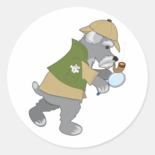 Schnauzer Detective Classic Round Sticker (Front)