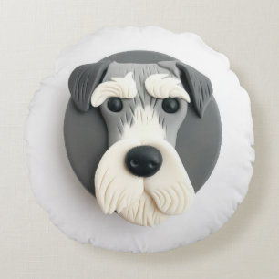 Schnauzer Dog 3D Inspired Round Pillow