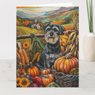 Schnauzer Dog Autumn Harvest Thanksgiving Card
