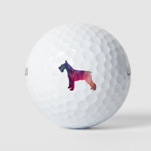 Schnauzer Dog Breed Geo Silhouette Purple Golf Balls