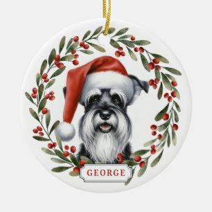 Schnauzer Dog Ceramic Circle Ornament