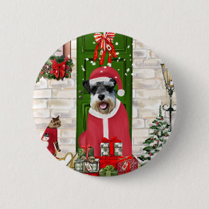 Schnauzer Dog Christmas 2 Inch Round Button