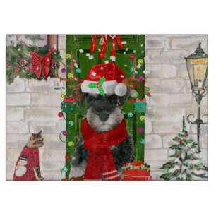 Schnauzer Dog Christmas Cutting Board