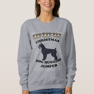 Schnauzer dog Christmas Dog Hugging Sweatshirt